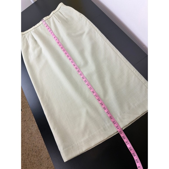 Vtg Pendleton 100% Wool Green Beige Gingham Midi Pencil Skirt 12 Classic - Picture 4 of 13